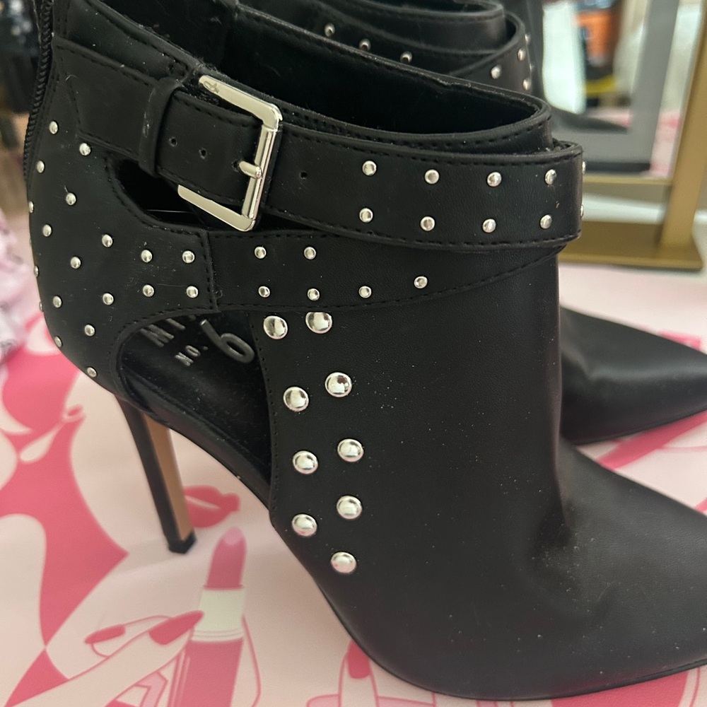 High Stiletto Studded Black Ankle Boots 7.5